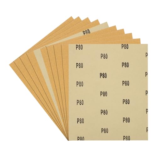 10Pcs Sand Paper 9x11Inch 80Grit Aluminum Oxide Sandpaper Sheets - size: 9 x 11 Inch x 80 Grits
