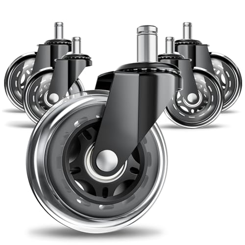 Office Chair Wheels for Hardwood Floor, 5 Pack 3 Inch PU Casters - color: Clear