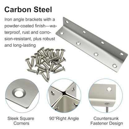 4 Pcs Corner Brace Angle Bracket, 5.5"x 1", Stainless Steel - size: silver,5.5"x 1"