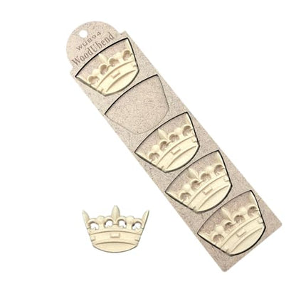 WoodUbend WUB0094 Pack of 5 Crowns Appliques - Heat Bendable & Flexible Wood Onlays 7x5cm - DIY Craft, Furniture & Home Decor - Easy to Apply & Paint - Versatile, Reusable & Durable Decorative Decals - size: WUB0094