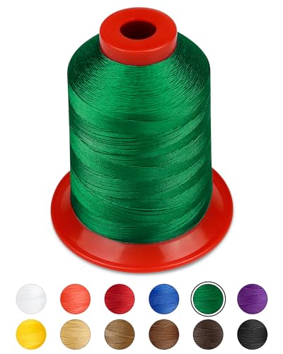 1000 Meters FIVEIZERO Extra Strong Upholstery Thread,Green Bonded Nylon Thread for Denim Leather,Craft,Machine,DIY and Home (1 Pack) CJ - color: Green