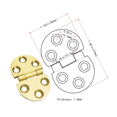 2pcs Solid Brass Hinges, Door Hinge Brass flip Hinges, Folding Tabletop Concealed Hinges, Furniture Hardware with Screws (L:1.85in(47mm)-2Pcs) - size: L:1.85in(47mm)-2Pcs