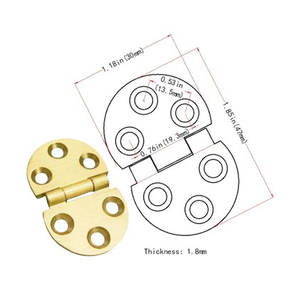 2pcs Solid Brass Hinges, Door Hinge Brass flip Hinges, Folding Tabletop Concealed Hinges, Furniture Hardware with Screws (L:1.85in(47mm)-2Pcs) - size: L:1.85in(47mm)-2Pcs