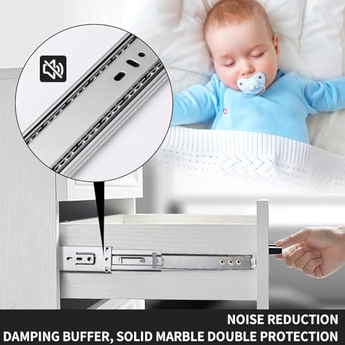 12 inch Soft Self Close Drawer Slides 6 Pairs (12pcs) Full Extension Ball Bearing 3 fold Full Stretch Side Mount Drawer Slides 100 LB Capacity Drawer Slide 12" Silver - size: 12 inch-300mm