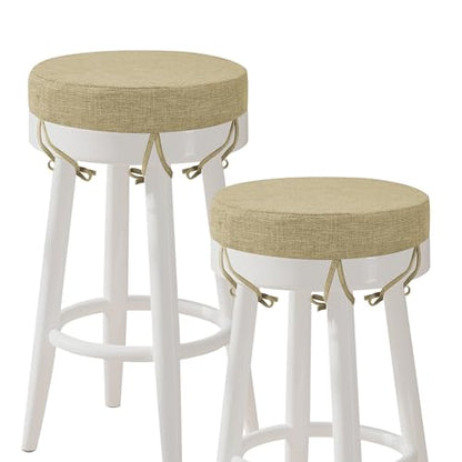 AddGrace Round Bar Stool Cushions with Ties Set of 2 12" Beige - color: Beige