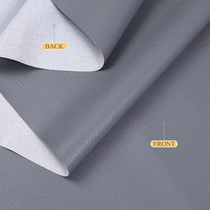 Faux Leather 0.7mm Upholstery Fabric by the Yard 55x72 Inch Gray - color: Gray, size: Pre Cut 2 Yard