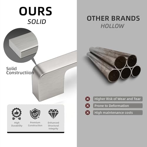 Brushed Nickel Cabinet Pulls 5 Inch Nickel Cabinet Handles 10 Pack - color: Brushed Nickel, size: 5 Inch (128 mm) Hole Centers