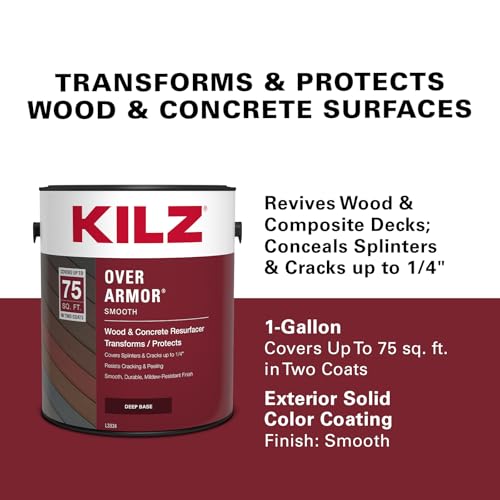 KILZ Over Armor Smooth Solid Coating Resurfacer, Cape Cod, 1 Gallon - color: Cape Cod Gray, style: Smooth