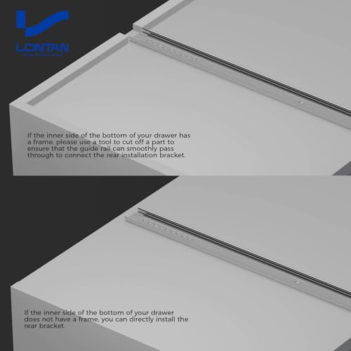 LONTAN 1 Pcs Center Mount Drawer Slides 16 Inch Bottom Mount Drawer Rails - size: 16 Inch
