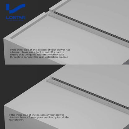 LONTAN 1 Pcs Center Mount Drawer Slides 20 Inch Bottom Mount Drawer Rails - size: 20 Inch