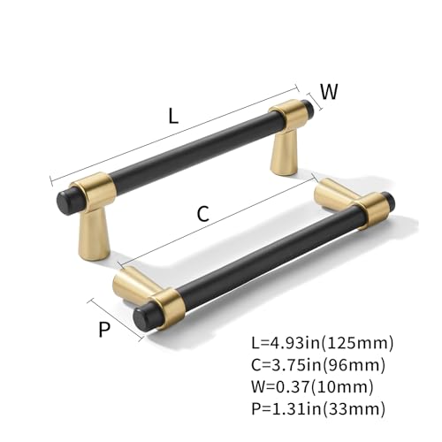 khtumeware 3-3/4 inch 5 Pack Matte Black/Champagne Bronze Cabinet pulls Zinc Alloy, Kitchen Cabinet Handles, Wardrobe Drawer Handles - Suitable for Bathroom cabinets, Bedroom Furniture - color: Matte Black/Champagne Bronze, size: 3-3/4 Inch