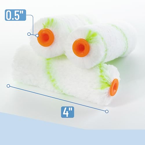 Bates- 4 Inch Paint Roller Covers, 24 Pack, 1/2" Nap, Green Stripes, Microfiber Paint Roller 4 Inch - color: Green Stripes, size: 4" x 1/2", 24 Pack