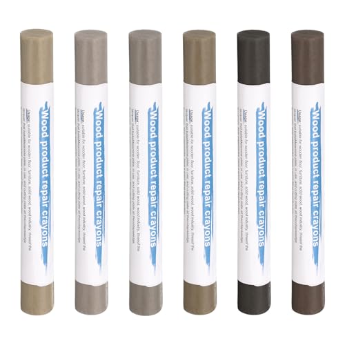 HARFINGTON Wood Filler Sticks 6 Colors Wooden Wax Touch Up Furniture Repair Crayons for Medium Brown 4-9 - color: Wood Series