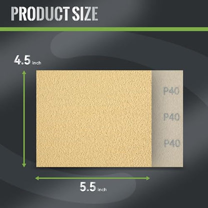 1/4 Sheet Sandpaper 4.5"x5.5" 25PCS 40 Grit Palm Sander Sheets for Woodworking, Automotive & Metal - style: 40grit