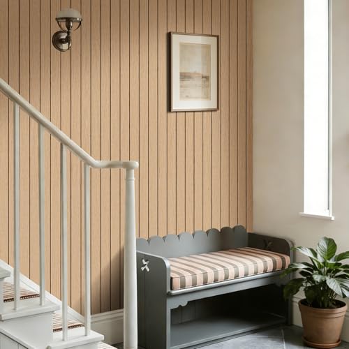 Arthome Peel and Stick Slat Wall Panels 15.7 "x120,Self-Adhesive PVC Wood Grain Wallpaper Panel,3D Thick Faux Soundproof Backsplash Accent Wall Tile for Walls & Furniture (Oak Coverage 13 Sq.ft) - color: Oak, size: 15.7" x 120"