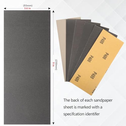 Premium 20-Sheet 10000 Grit Wet Dry Sandpaper, 9 x 3-2/3 Inch - style: 10000Grit
