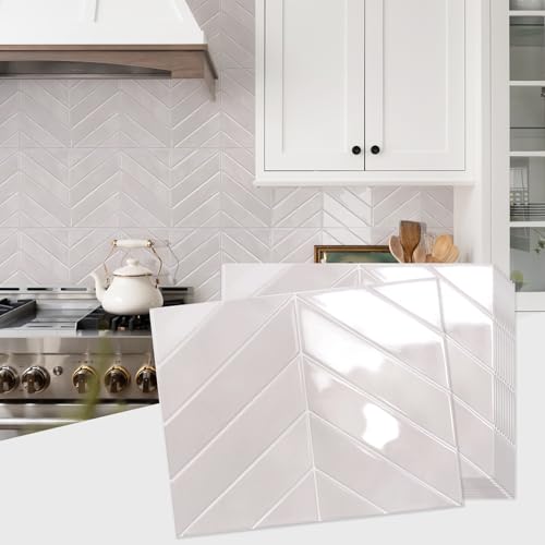 STICKGOO Herringbone Peel and Stick Backsplash, Smoky Pink, 10 Sheets - color: Smoky Pink, size: Pack of 10