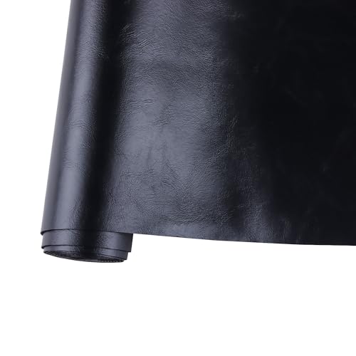 Black Faux Leather,Marine Vinyl Fabric,Pleather Sheets for Crafts. - color: Oil Wax Black, size: 1/3 Yard