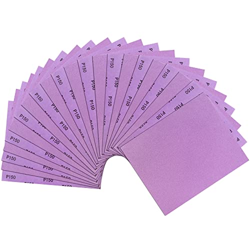 LotFancy 150 Grit Sandpaper, 30PCS 9 x 11” White Fused Alumina Wet Dry Sanding Sheets, for Automotive Metal Sanding Polishing, Wood Finishing, Purple - size: 150 Grit