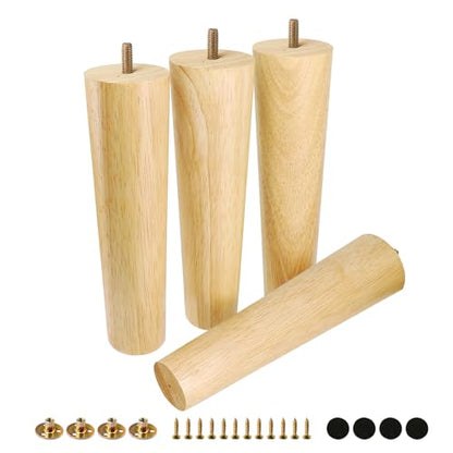 FoDau770 Rubber Wood Legs 9", Straight Taper, 5/16"-18 Thread, 4pcs - color: Varnish, size: 9 Inch - Straight (90°)