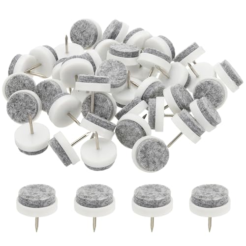 PATIKIL 22 mm Nail-on Felt Pads 40Pcs Round Felt Furniture Sliders White - color: White, size: 22 mm