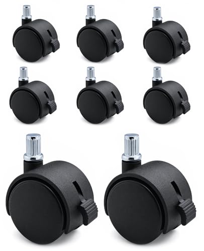 8 PCS Small Caster Wheels 1 Inch, Replacement Locking Swivel Casters Diameter 6.2mm for Furniture Table Cabinet Shelf