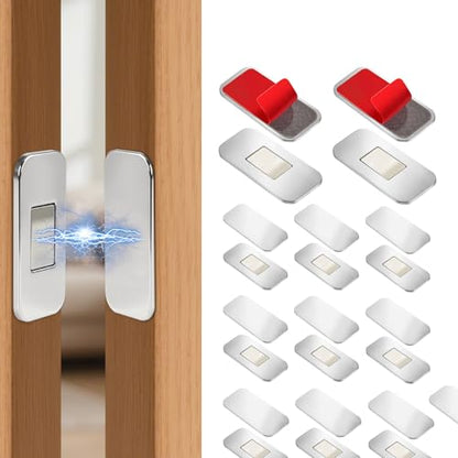 12 Pack Magnetic Cabinet Door Catch, No Drill Ultra Thin Cabinet Door Magnets, Adhesive Drawer Magnets, Stainless Steel Cabinet Latch for Kitchen, Pantry, Keep Cabinets Closed Securely Easy to Install - size: 12 Pack