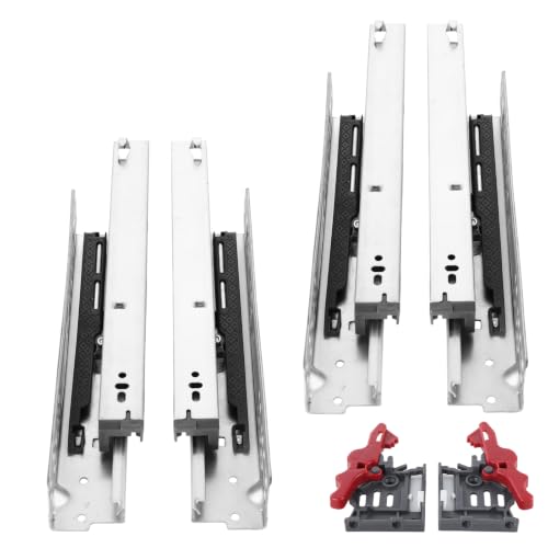 2 Pairs Undermount Drawer Slides Soft Close, 12 Inch Full Extension Bottom Mount Drawer Slides, Heavy Duty Cold Rolled Steel Hidden Drawer Sliders for 5/8" (16mm) Cabinet Board - size: 12 Inch