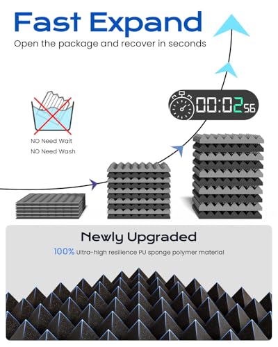 Sonicism Sound Proof Foam Panels for Walls 12 Pack Self-Adhesive 1"X12"X12" - color: Black-Gray, size: 1 Inch 12 Pack Self-Adhesive