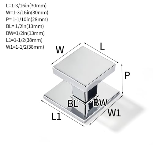 khtumeware 10-Pack 1-1/2 Square Heavy Duty Solid Polished Chrome zinc backplates for Cabinet knobs Suitable for Dressers,Drawers and Kitchen Hardware - color: Polished Chrome