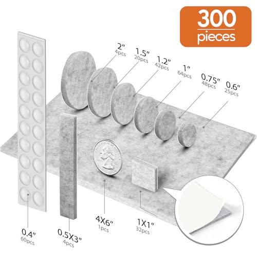 Furniture Pads 300 Pcs Premium Furniture Felt Pads Self Adhesive, Grey - size: Grey