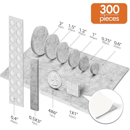 Furniture Pads 300 Pcs Premium Furniture Felt Pads Self Adhesive, Grey - size: Grey