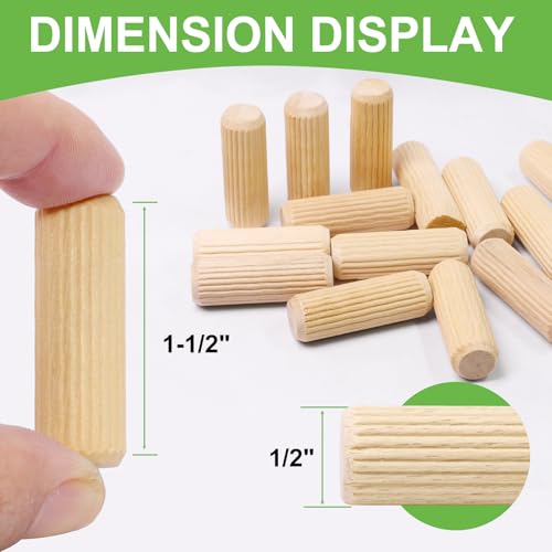1/2" x 1-1/2" Wooden Dowel Pins - FoDau770 Beech Wood Dowel Rods - 200 Pcs - size: 1/2" x 1-1/2"