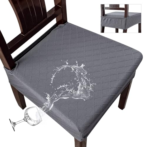 Genina Waterproof Chair Covers for Dining Room,Set of 2,Dark Gray - color: Dark Gray, size: 2PCS