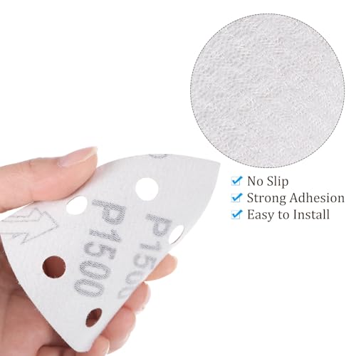 50pcs Mouse Sander Detail Sandpaper 1500Grit 3-1/2" Triangle