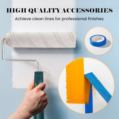 Mister Rui 9 Inch Paint Roller Kit with Microfiber Covers & Extension Pole - size: 11 Pack 9 Inch Paint Roller Kit & Extension Pole