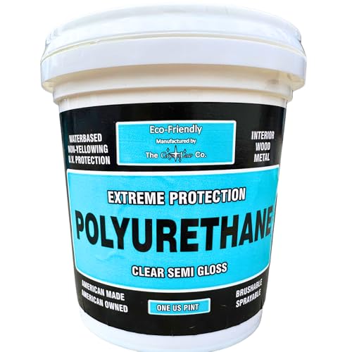 CrystaLac Extreme Protection Water Based Polyurethane (Semi Gloss, 16oz Pint): Self Leveling, Non Yellowing, Brush or Spray, UV Protection, Low Odor, Water Clean Up, Durable & Scratch Resistant. - color: Semi-Gloss, size: Pint