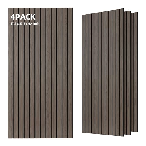 TO-TH Acoustic Wall Panels Decorative Sound Absorbing Panel 4 Pack, Walnut - color: Walnut, size: 4 pcs - 47.2'' * 23.6''