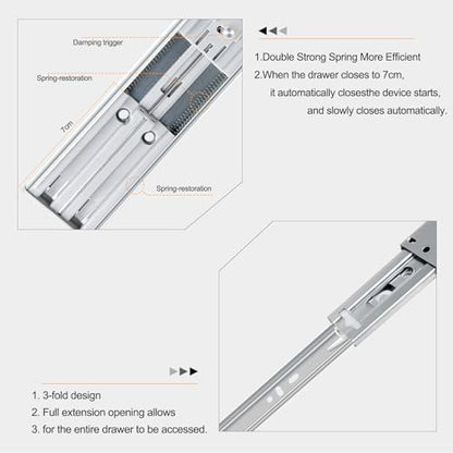 12 inch Soft Close Drawer Slides 6 Pairs Ball Bearing Full Extension Cabinet Drawer Slides 3 fold, Side Mount, 100 LB Capacity Heavy Duty Drawer Slide 12" - size: 12inch(300mm), style: Sliver-6