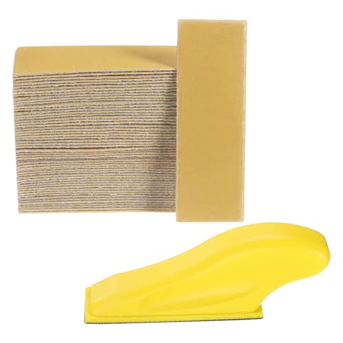 HARFINGTON 70 Pcs Detail Sander Paper 600 Grit 3.5" x 1.2" Micro Hand Sanding Papers Sheets Wet Dry Sandpapers with Sanding Block Tool for Wood Furniture Crafts Woodworking - style: 600 Grit