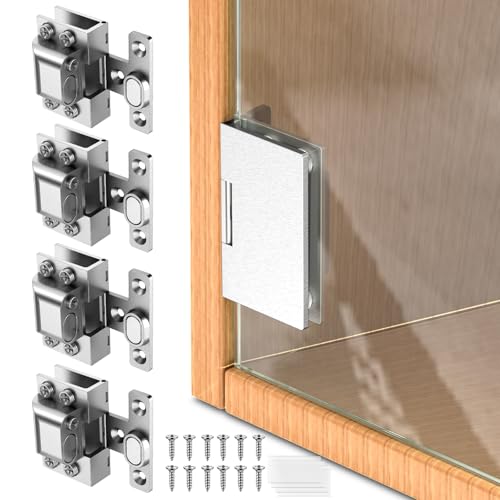 Glass Door Hinges,Soft Close,304 Steel for 5-8mm Thick Glass Door - color: Silver