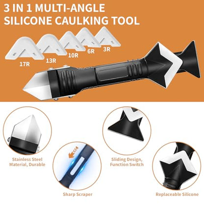 23-Piece Caulking Tool Kit – 3-in-1 Silicone Caulk Remover,