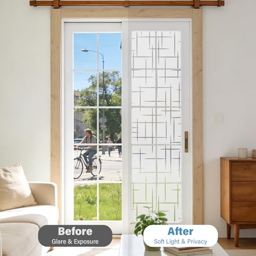 Finnez Window Privacy Film, Frosted Cross Window Cling, 29.5″ x 78.7″ - color: Cross Pattern, size: 29.5 x 78.7 inches