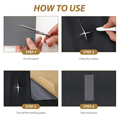 6 Pieces Upholstery Patch Sofa Couch Carpet Scratches Velvet Patch Repair Self Adhesive Flannel Fabric Furniture Car Seats Jeans Hand Bag Jackets, 11.81 x 7.87 Inch(Gray)