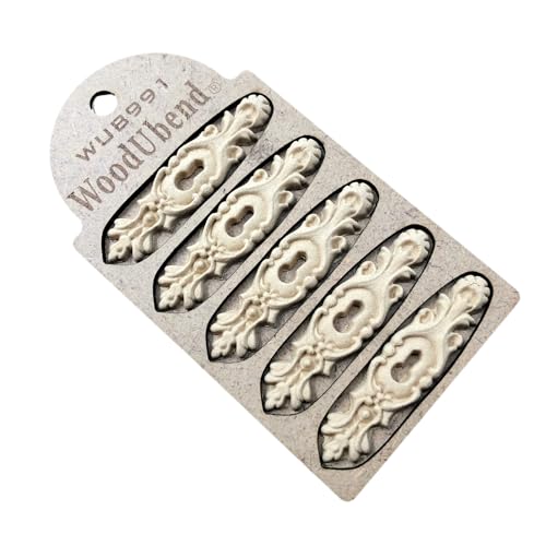 WoodUbend WUB0991 Keyhole Appliques - Heat Bendable & Flexible Wood Onlays 7x1.5cm - DIY Craft, Furniture & Home Decor - Easy to Apply & Paint - Versatile, Reusable & Decorative Decals (5 Pack) - size: WUB0991