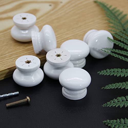 Wood Drawer Knobs, 1 Inch, White, Mushroom Shape, 8PCS - color: White, size: 1"/(8pcs)