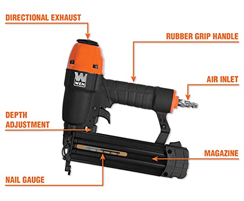 WEN 18-Gauge 3/8-Inch to 2-Inch Pneumatic Brad Nailer - Compatible with Any Air Compressor - (61721) - size: Brad Nailer