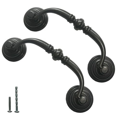 6 PCS Oil-Rubbed Bronze Metal Drop Bail Pulls, 3-1/4" Center to Center - color: Oil Rubbed Bronze, size: 3-1/4" Center to Center