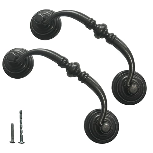 4 PCS Oil-Rubbed Bronze Metal Drop Bail Pulls, 4-1/4" Center to Center - color: Oil Rubbed Bronze, size: 4-1/4" Center to Center