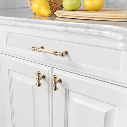 Amerdeco 10 Pack Brushed Brass Cabinet Pulls 3.75" - color: Brushed Brass, size: 3.75" hole center